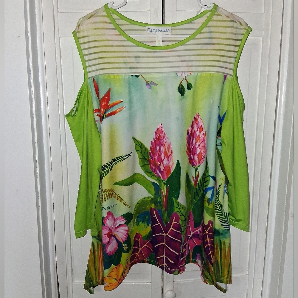 Ellen Negley Women's Floral Blouse - Vibrant Green